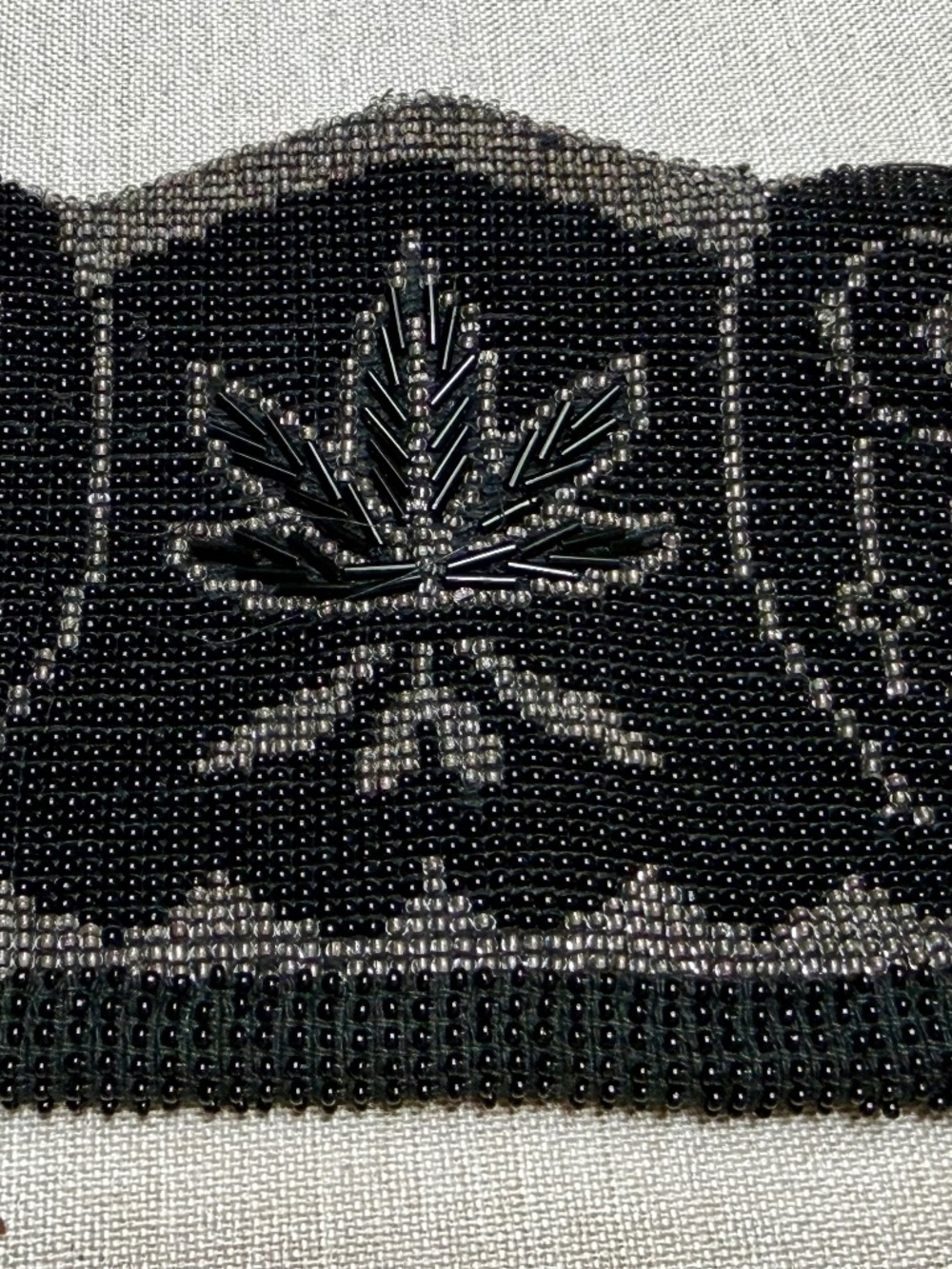Vintage Black Beaded Art Deco Made in Czechoslovakia Coin Pouch Purse With Belt